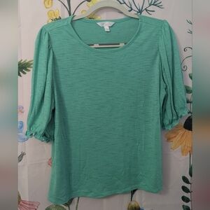 Lauren Conrad Bright Green Heathered Short Sleeve Top